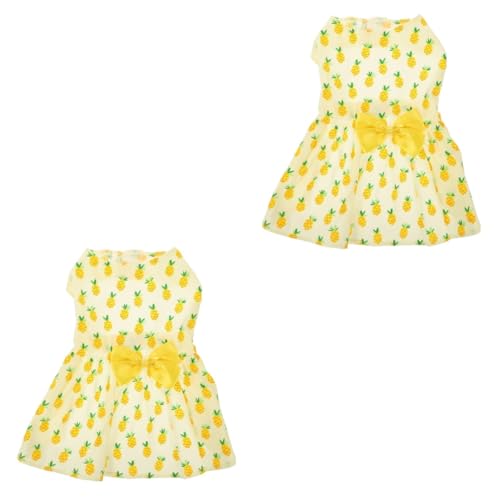 Yardwe 2St Ananas-Haustier-Kleid Cosplay-Outfits Hundeweste Schleifenkleid Kleid Kleid Kleider Rock Haustierkleid Haustier Kostümkleid kleiner Hund Hundekleidung Haustier-Outfit Polyester von Yardwe