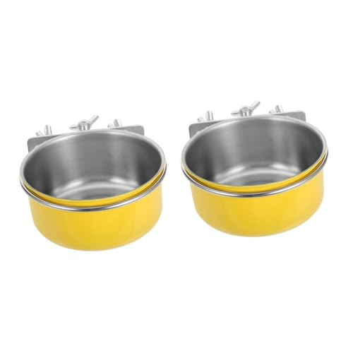 Yardwe 2St Futternapf für Papageien Vogelkäfig Stainless Steel Organisator für Papageienfutter Fressnapf für Nymphensittiche Lebensmittel Wasserschale Wasserbecher Container Zubringer von Yardwe