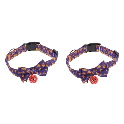 Yardwe 2st Halloween- Hundehalsketten Für Kleine Halloween-kätzchen- Festivalwelpe Einstellbarer Verstellbare Kätzchenhalsbänder Haustierbogen Polyester Violett von Yardwe