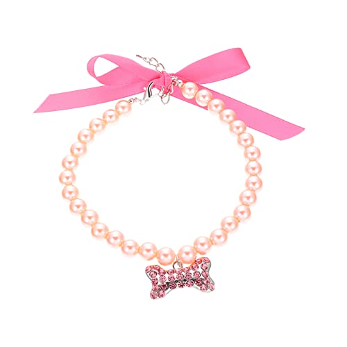 Yardwe 2st Haustierhalsband Modeschmuck Für Mädchen Chihuahua-zubehör Strass Personalisierte Katze Perlen Hundehalsband Haustier Katze Rosa Strass Und Hunde von Yardwe