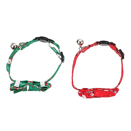 Yardwe 2st Haustierhalsband Zu Weihnachten Festliche Katzenhalsbänder Weihnachtskätzchenhalsband Haustier Katzenhalsband Katze Weihnachtsfliege Katzenhalsband Mit Glocke Polyester von Yardwe