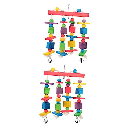 Yardwe 2st Papagei Vogel Spielzeug Beißspielzeug Vogel-Molar-Spielzeug Vogel Hängendes Spielzeug Papageienspielzeug Vogelschnabel-schleifspielzeug Vogelstangen Holz Hölzern Xuanfeng von Yardwe