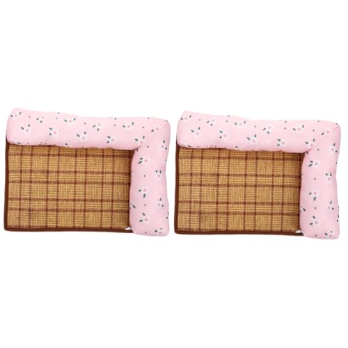 Yardwe 2st Sommermatte Pads Für Hunde Chill Pad Für Hunde Kühlbett Für Katzen Haustierkühlmatte Für Katzen Sommerschlafbett Für Hunde Haustier rutschfeste Matte Welpen-cool-pad Rot Rattan von Yardwe