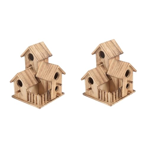 Yardwe 2St Vogelhütte Bett Vogelhaus für draußen Spielzeug für Kinder Vogelhauskäfig Holzspielzeug Kiefer Vogelnest Vögel Zubehör Hamster das Vogelnest schmücken Bambus von Yardwe