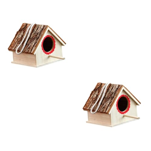 Yardwe 2st Vogelkäfig Taube Holz Vogel Holzdekor Schreibtischaufsatz Tischdekoration Vogel Gewohnheit Vogel-dekor Kinder Basteln Vogelhäuschen Vogelfütterer Weihnachten Bambus Vogelhaus von Yardwe