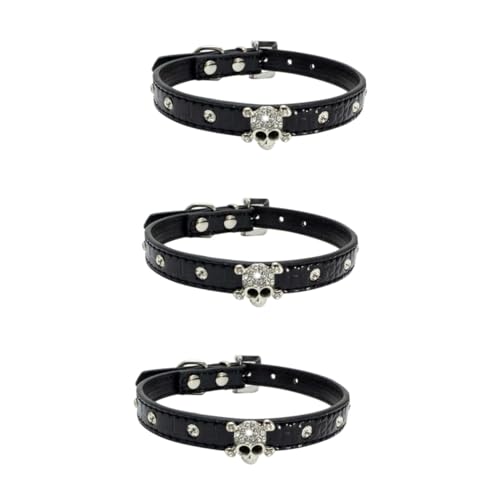 Yardwe Katzenhalsband 3 STK Halloween-schädel-haustierhalsband Jungenkleidung Halloweenkostü Personalisiertes Welpenhalsband Kristallhalsbänder Für Katzen Strasssteine Pu Hundeleine von Yardwe