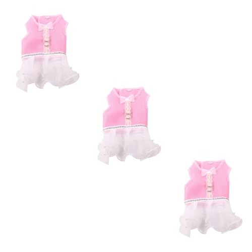 Yardwe 3 STK Hundekleidung Spitzenkleid Geschirrweste Für Hündin Hundegeschirr Kleid Hundeprinzessin-Shirt Welpe Tutu-Rock Mädchenkleid Mädchen Hundeweste Rosa Haustier Katze Seil von Yardwe