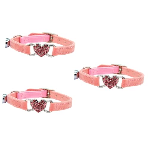 Yardwe 3 verstellbares Katzenhalsband Zubehör Katzenhalsbänder Katzenhalsband mit Glocke katzengeschenke Katzen Katzenkette aus Haustier Kettenblatt Rosa von Yardwe