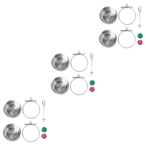 Yardwe 3 Sätze 5-teiliges Set Vogelkäfig-Utensilien Futterautomat für Haustiere Heimtierzubehör edelstahlschüsseln Stainless Steel Bowl Spielzeuge Vogelspielzeug Vogelfütterer Futternapf von Yardwe