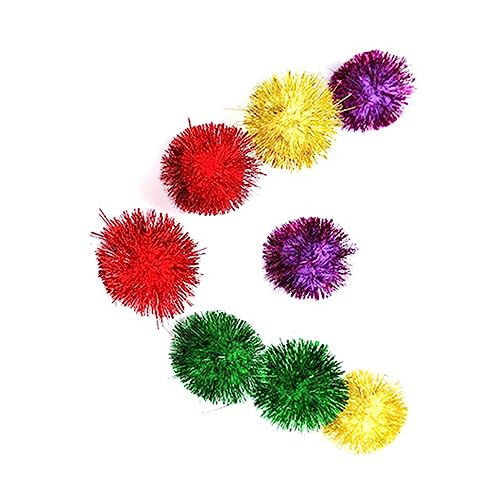 Yardwe 30 STK Katzenspielzeug Katzen Spielzeug cat Toys Katzen spielsachen Pompom Bälle Katze Spielzeug Kätzchen Pompons Plüschtiere Spielzeuge Lametta Kugeln Katzenbälle Metall Puffball von Yardwe