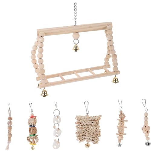 Yardwe 35 STK Papagei Kauspielzeug Spielset Aus Holz Vogel Papagei Schaukel Spielzeug Sittiche Gleichgewichtstrainingsspielzeug Kauspielzeug Für Vögel Bahn Hölzern Langen von Yardwe