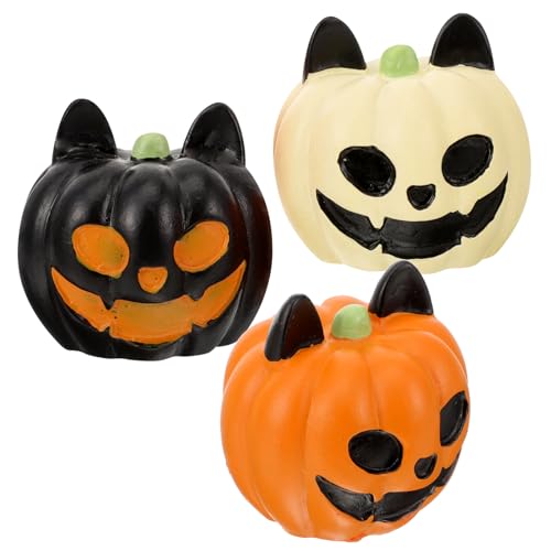 Yardwe 3St Aquarium Dekoration Kürbis Licht mit Deckel Zwerge Bausatz Faux -Kürbis Figur Halloween Pumpkin halloweenkürbis Halloween-Szene-Kürbis- Halloween-Aquariumverzierung Harz von Yardwe