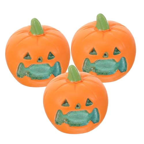 Yardwe 3St Aquarium Dekoration Plätzchen Halloween-Elemente-Haustierhalsbänder Abziehbilder Halloween Figuren Halloween-Figuren Tisch-Minikürbis Halloween-Szenen-Layout- Harz Orange von Yardwe