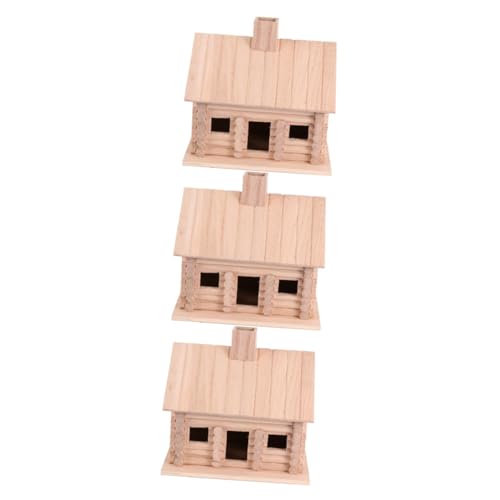 Yardwe 3st Holzhaus Vogelnest Vogelhaus Basteln Blockhaus-dekor Mini-dekor Outdoor-dekor Vogelhäuschen Zum Basteln Vogelhäuschen Malen Vogelschutzhaus Holzhandwerk Ornamente Vögel Kind von Yardwe