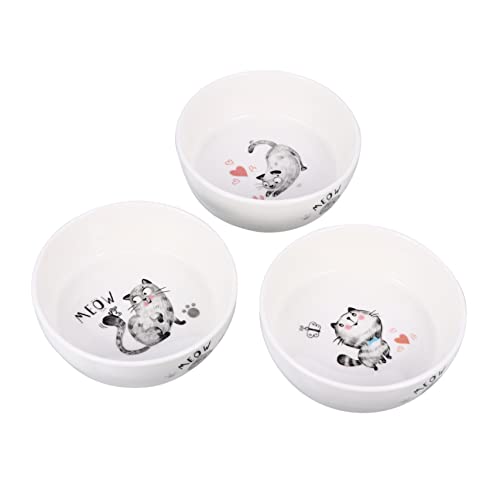 Yardwe 3St Katzennapf katzennäpfe pet Bowl Katzenwassernapf Keramik Fressnapf für Haustiere Welpe Katze Kätzchen Schüssel Futternapf für Kätzchen Karikatur Haustiernapf Hundenapf Weiß von Yardwe