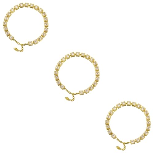 Yardwe 3st Hundehalsband Mit Goldener Kette Kettenhalsband Kleines Hundehalsband Neuheit Haustierkette Modische Hundekette Welpenhalsbänder Für Klein Zirkon Stahl Verlängerung von Yardwe