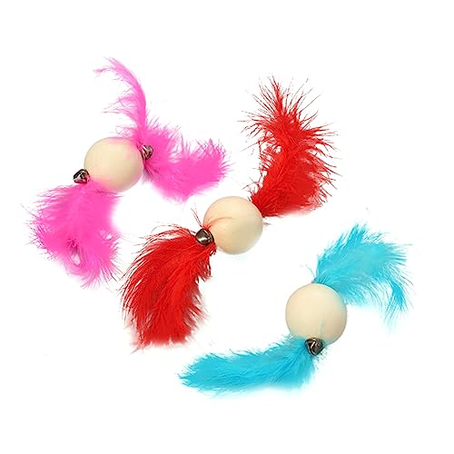 Yardwe 3St Spielzeug Katze mentalite Fun pheripheral cat Toy federkleid Lustig federpenal Metal Federn Langlebig Training bausch bälle Ball Kätzchen Badminton von Yardwe