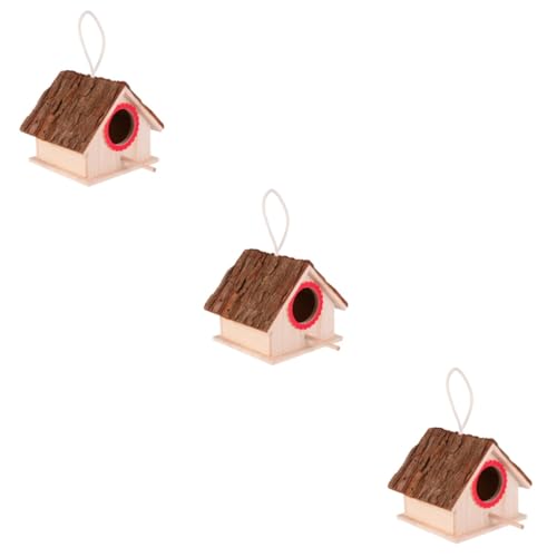 Yardwe 3St Vogelnest Vogelbrutbox aus Holz Vögelchen unvollendetes Vogelhaus Birdie Vogelhaus-Bastelarbeiten Vogelhaus für Käfig Erdfarben der Vogel Vogelkäfig Zuchtbox von Yardwe