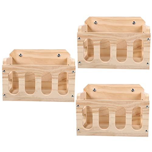 Yardwe 3st Futterstelle Für Kaninchen Kaninchenkrippe Hasenheuspender Rack-Kaninchen Schwerkraftzufuhr Hamsterregal Heufutter Für Hamster Futterhalter Für Gras Hamster Heu Hölzern Khaki von Yardwe