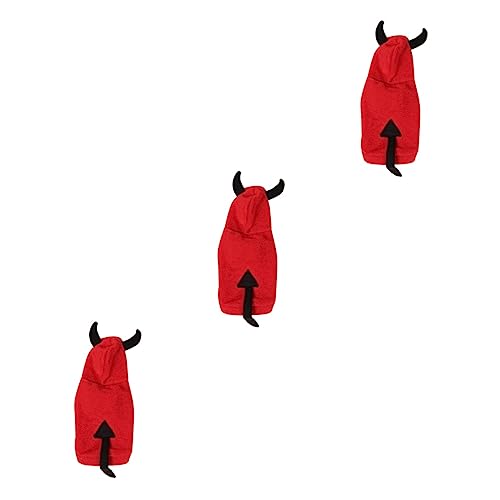 Yardwe 3st Pet Dog Festival Devil Verwandlungskostüm Urlaubskleidung Für Haustiere Halloween-hundepullover Hunde-cosplay-kostüm Welpen Verkleiden Sich Accessoires Hunde-Outfit Plüsch Rot von Yardwe