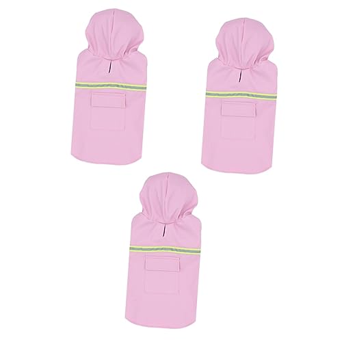 Yardwe 3st Regenmantel Für Haustiere Regenmantel Für Hunde Süße Kapuzenpullis Schwarzer Kapuzenpullover Leichter Kapuzenpullover Poncho-Regenmantel Kleiner Hund Kleidung Rosa Wasserdicht von Yardwe