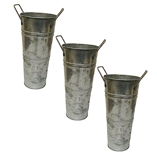 Yardwe 3st Retro-fassvase Im Used-Look Bienenvase Gold Frösche Für Arrangements Vase Pflanzen Eimer Korb Vasen Halbrunder Wandpflanzer Zinn Makramee Container Künstlich Eisen Silver von Yardwe