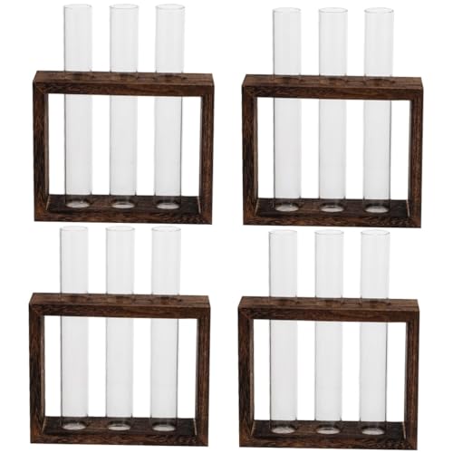 Yardwe 4 Sätze Blumenarrangement Glasbehälter Pflanztöpfe Für Zimmerpflanzen Hydroponischer Pflanzer Hängender Pflanzer Für Den Innenbereich Hydroponisches Reagenzglas Kleiner Stand Holz von Yardwe