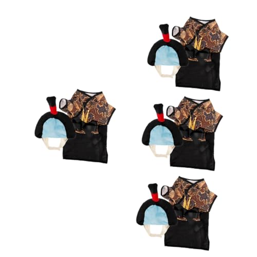 Yardwe Hundekleidung 4 Sätze Kimono-Hundekleidung Kostüme Outfits schönes Hundekostüm Haustier-Kimono der Hund zweibeinige Kleidung Kimono-Set Kopfbedeckung Haustierkleidung Stoff Kostüm von Yardwe