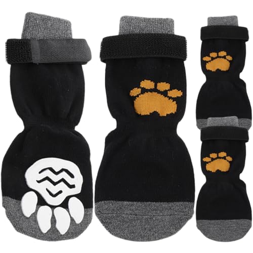 Yardwe 4 Stück Haustier Hund Socken hundesocken Dog Socks hundeschuhe mit reißverschluss Socken mit Hundegriff Hundeunterlagen Tragbare Socken für Haustiere waschbare Socken aus Baumwolle von Yardwe