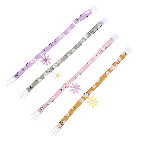 Yardwe Elegantes Haustierhalsband mit Gänseblümchen-Blumen-Design für Katzen und Kätzchen 4 Stück Verstellbare Sicherheitsclip von Yardwe