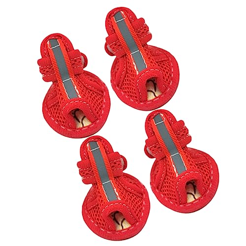 Yardwe Pfotenschutz 4 Stück Haustiersandalen Mesh-Hundeschuhe Mesh-Hundesandalen schützende Hundeschuhe Heimtierbedarf Welpenschuhe draussen Haustierschuhe Haustierzubehör rot von Yardwe