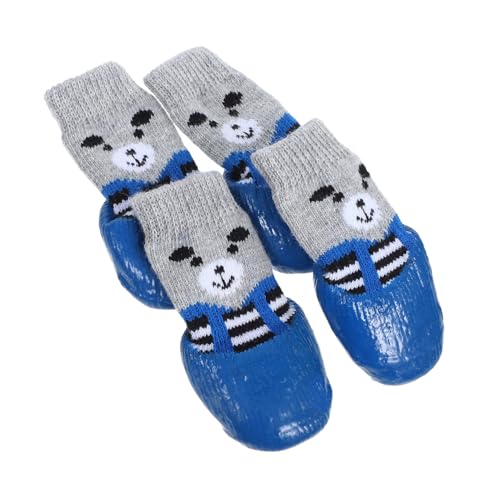 Yardwe 4 Stück Haustierschuhe Katzen Schuhe hundeschuhe wasserdichte hundesocken rutschfeste Socken für Hunde Anti-Rutsch-Hundesocken Anti-Rutsch-Socken für Hunde Baumwolle Sky-Blue von Yardwe