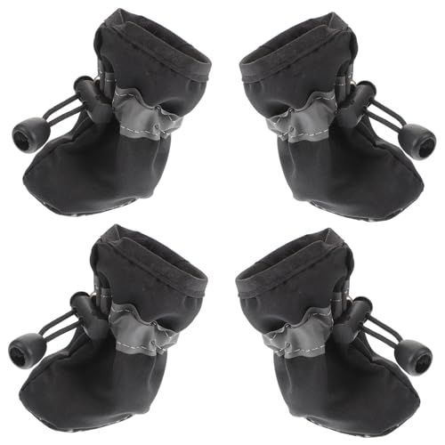 Yardwe 4 Stück Hundeschuhe Leckerlis für Hunde Haustierbedarf Zahnpasta für Hunde Dog Winter Shoes Schuhe für hundepfoten Hundestiefel mit Kordelzug schützende Haustierschuhe Stoff Black von Yardwe