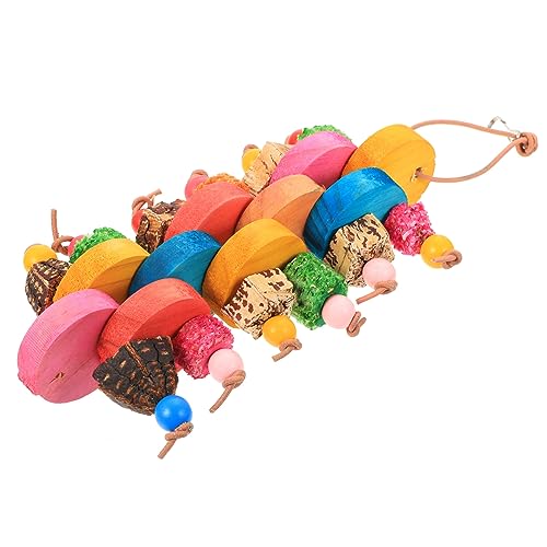 Yardwe 4 Stück Papagei Spielzeug Kauspielzeug mit Papageienanhänger verschleißfestes Papageienspielzeug Vogelspielzeug Bird Toys Spielzeuge Spielset aus Holz Vogel-Accessoire schwingen von Yardwe