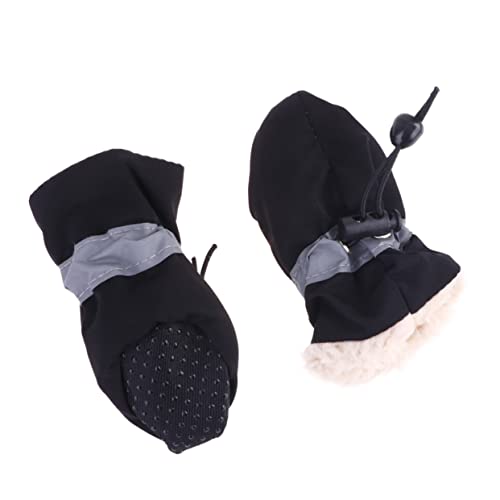 Yardwe 4 Stück Stiefel für Hunde hundeschuhe Dog Shoes Rutschfester Pfotenschutz Welpenschuh Wintersocken für Hunde Dicke Haustierschuhe sockenschuhe Schuhe für Hunde Hundestiefel Black von Yardwe