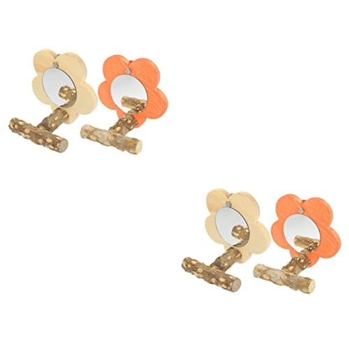 Yardwe 2sets Papagei Spielzeug Set Vogel Vögel Holz Barsch Spiegel Training Stand Home Dekorative 2 Stücke * 2 von Yardwe