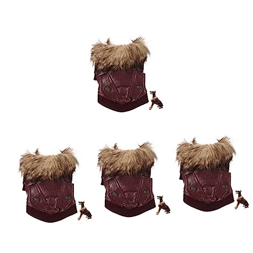 Yardwe 4 Stück Warme Hundejacke Cosplay-kostüm Modische Hundebekleidung Fleecejacken Haustier-Outfit Hundekleidung Wasserdichter Anzug Modekleidung Hündchen Rot Plüsch Winterkleidung von Yardwe