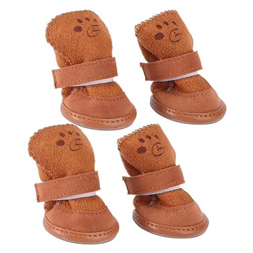 Yardwe Welpe 4 Stück Hundeschuhe Für Den Winter Schneestiefel Für Haustiere Haustierschuhe Warme Schuhe Wanderschuhe Für Hunde Sandalen Hausschuhe Warm Halten Winterschuhe Welpenschuhe von Yardwe