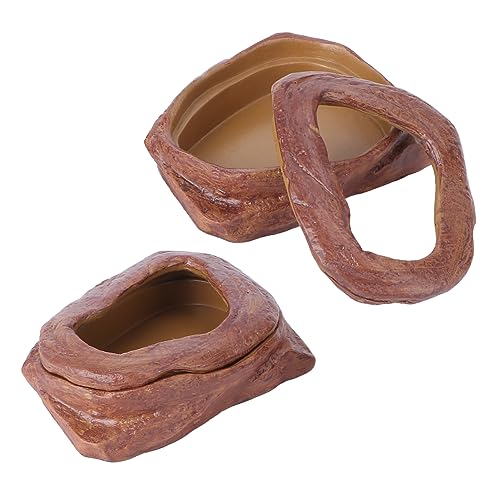 Yardwe 4 Stück kletternder Tierfutternapf Fressnapf für Eidechsen Fressnapf für Haustiere pet Feeder die Libelle schleichtiere Reptilien Schüssel Futterautomat für Haustiere Harz Brown von Yardwe