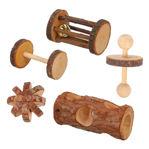 Yardwe Meerschweinchen-Spielzeug Hamster 5-TLG. Spielset Aus Holz für Kleintiere Sicher von Yardwe