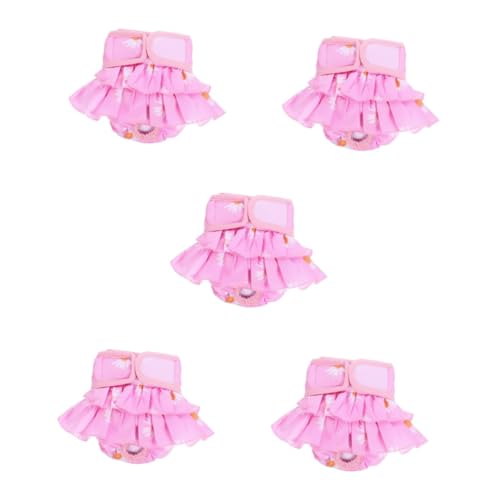 Yardwe Kleidung 5st Physiologische Hosen Für Haustiere Kostüme Outfits Windel Slip Hundehose, Hündin, Wärmehose Periodenhosen Für Hunde Baumwolle Rosa Drucken Welpen Welpenwindeln von Yardwe