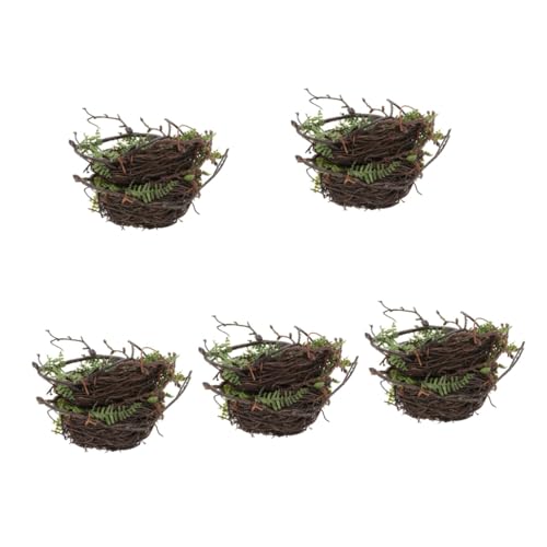 Yardwe 5 Stücke Rattan Gewebt Vogel Ornament Outdoor Decor Für Sittich Vogel Nest Künstliche Vögel Nest Decor Für Garten Dekorative von Yardwe