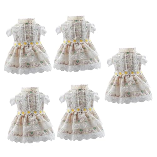 Yardwe 5St geblümtes Prinzessinnenkleid kurzes Sommerkleid Mädchen Kleider Welpen-Outfits Frühlings- und Sommerkleider Haustierkleidung Hundekleider die Katze Hundekleidung Rock Polyester von Yardwe