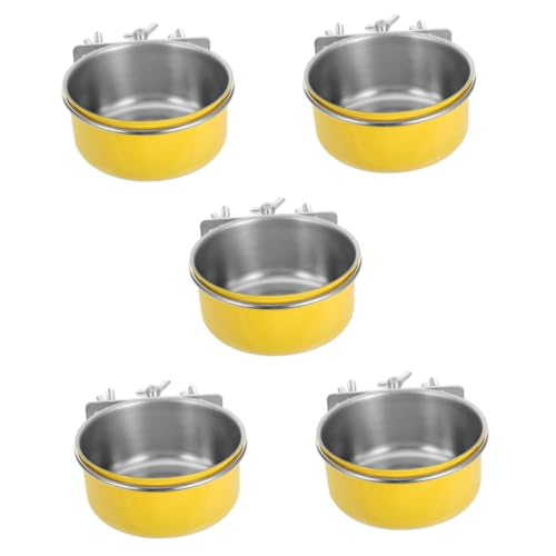 Yardwe 5St Futternapf für Papageien Vogelkäfig Stainless Steel Vogelhäuschen für Käfig Kleiner Vogelfutterhalter Lebensmittel Lieferungen hängende Tasse Kaninchenfutter die Vögel füttern von Yardwe