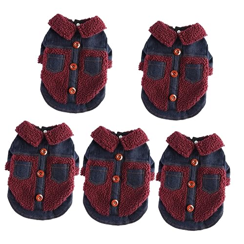 Yardwe 5st Kleidung Für Haustiere Winterjacke Für Welpen Kleines Hundekostüm Jeansjacke Für Hunde Welpenkleidung Denim-Hunde-Hoodie Kleine Hundekleidung Polyester Warme Kleidung Der Hund von Yardwe