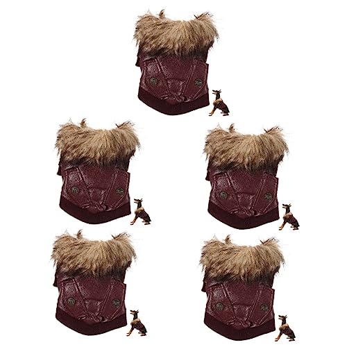 Yardwe 5st Warme Hundejacke Hunde Winterjacke Hundekostüme Für Kleine Hunde Hundemantel Modische Hundebekleidung Cosplay-Outfits Kleines Hundekostüm Mäntel Schmücken Pu Rot Wasserdicht von Yardwe