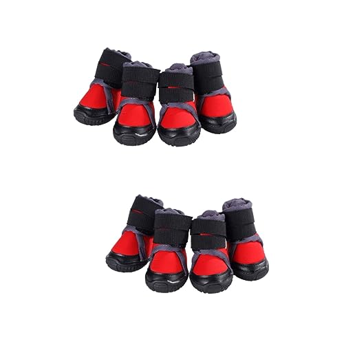 Yardwe 8 STK Hundeschuhe Haustierbedarf Haustierschuhe Heimtierbedarf Warme Schuhe Outdoor-Schuhe Hund Warme Schuhe Warme Schuhe Für Mittlere Und Große Hunde Klein Sport Rot rutschfest von Yardwe