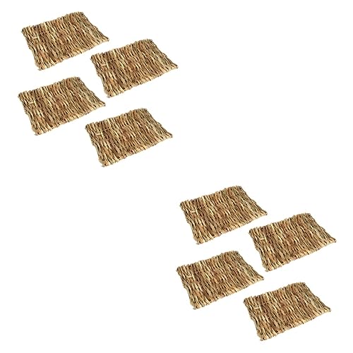 Yardwe 8 Stück Hamster Trockengrasmatte Kleine Haustiere Nest Hamstergrasmatte Handgewebtes Strohmattennetz von Yardwe