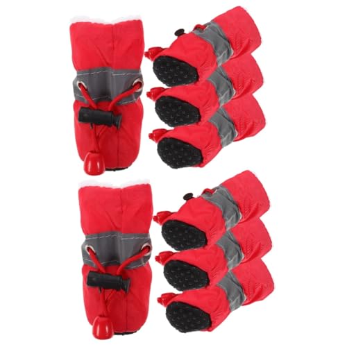 Yardwe Haustier 8 STK rutschfeste Schuhe für Haustiere Krallen Haustierschuhe Welpenstiefel Hundestiefel der Hund Welpenschuhe Regenstiefel Schutz Hundeschuhe Stoff rot Pfote von Yardwe