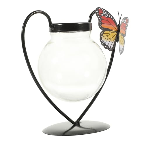 Yardwe Blumentopf büroradio offic pflanzenkübl wundrrschön pflanzgefäße Dekoration Luftpflanzen Eukalyptus Pflanzendekor klare Vase Home-Desktop- Kunstvase aus Glas aus Eisen Black von Yardwe